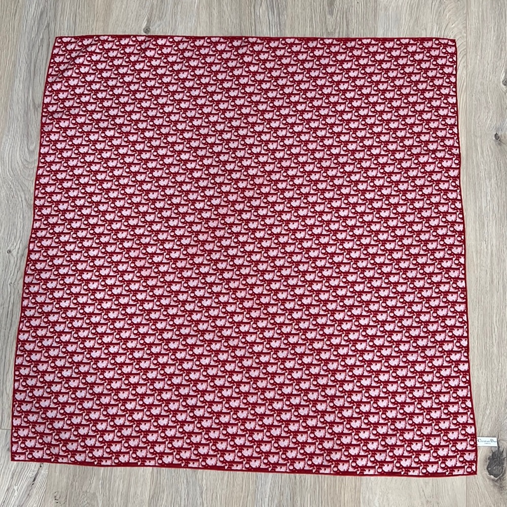 CHRISTIAN DIOR MONOGRAM VINTAGE SILK SCARF ,AUTHENTIC , USED.
